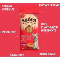 Soopa Dental Sticks med tranbär och sötpotatis hundgodis (100 g)