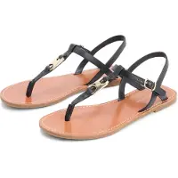 Tommy Hilfiger för kvinnor. FW0FW09127 Leona Lädersandaler svart (39), Hud, Karta, Spänne, Casual