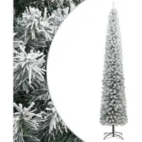 Smal julgran med stativ och snö 270 cm PVC
