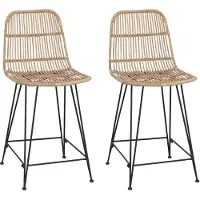 vidaXL Barpall 2 pcs Naturlig 44 x 54 x 96 cm Rattan och Stål