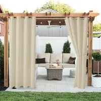 Lutas Vattentät Utomhusgardin Solskydd Anti-mögel Uteplats Pergola Veranda Gardiner Väderbeständig Utomhus Insynsskydd för Trädgård Terrass 132 x 274cm beige
