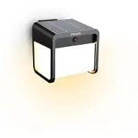 Philips LED-utomhusvägglampa Ezra UE, plast, IP44, Svart, Syntetmaterial, Modern, Solcellslampa utomhus