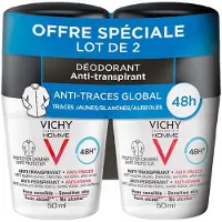 VICHY Homme 48H anti-perspirant mot fläckar 2 x 50 ml