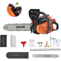 Vevor 40 cc bensindriven motorsåg, 14 tums bensindriven motorsåg, 1,8 hk motorsåg med halkfritt handtag, bensindrivna motorsågar med dubbla bränsletankar, för vedkapning, trädbeskärning och markröjnin