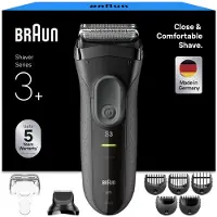 Braun 3000BT, Tvättbar, Batteri, Svart, Grå