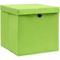 vidaXL Förvaringslådor med lock 4 st 28x28x28 cm grön