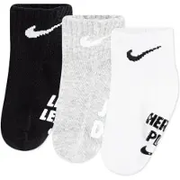 Nike Ankelstrumpor - 3-pack - Gripfäste - Vit/Svart/Gråmelerad - - 15 - Strumpor