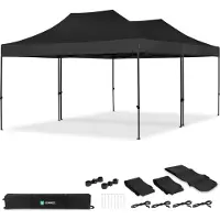 Vonroc Partytält - 6x4,5 m - Premium Easy-Up partytält | Set inkl. 2x Tält och 1x Kopplingskit - Svart