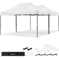 Vonroc Partytält - 6x4,5 m - Premium Easy-Up partytält | Set inkl. 2x Tält och 1x Kopplingskit - Vit
