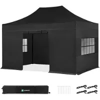 Vonroc Partytält - 3x4,5 m - Premium Easy-Up partytält | Set inkl. sidoväggar – Svart