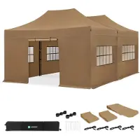 Vonroc Partytält - 6x4,5 m - Premium Easy-Up Partytält | Set inkl. 2x Tält, sidoväggar och kopplingskit - Beige