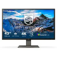 Philips 439P1 - LED-skärm - 43 - 3840 x 2160 4K @ 60 Hz - VA - 400 cd/m² - 4000:1 - DisplayHDR 400 - 4 ms - 3xHDMI, DisplayPort, USB-C - högtalare - svart med struktur