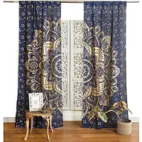 Household supplies MH Mandala Yoga Kärlek Indisk Hippie Bohemisk Lyxgardiner Europeiskt Vardagsrum Sovrum Kök Dekoration Fönsterbeklädnader 2x75W166H(CM)59x65in&Hook
