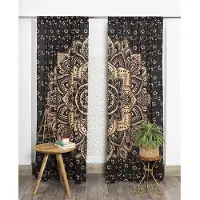 Household supplies MH Mandala Yoga Kärlek Indisk Hippie Bohemisk Lyxgardiner Europeiskt Vardagsrum Sovrum Kök Dekoration Fönsterbeklädnader 2x67W245H(CM)53x96in&Hook
