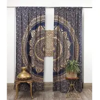 Household supplies MH Mandala Yoga Kärlek Indisk Hippie Bohemisk Lyxgardiner Europeiskt Vardagsrum Sovrum Kök Dekoration Fönsterbeklädnader 2x50W160H(CM)40x63in&Grommet Top