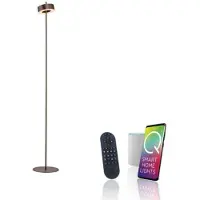 Paul Neuhaus LED-golvlampa Q-Rotate mörkbrun 140 cm Q-Rotate, dimbar, Brun / rost, Vardagsrum / matsal, Aluminium / grå / zink, Modern, Smart golvlampa