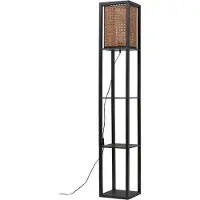 LINDBY Golvlampa , Birta, Svart, Vardagsrum, Trä, Modern