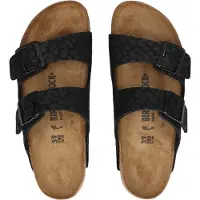 Birkenstock - Sandaler och flip-flops dam - Arizona SYN Narrow Leo Black för Unisex - Storlek 38 - Svart
