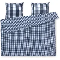 Juna dubbelt sänglinne 200x220 cm - 100% ekologisk bomull - Kreppsängkläder mörkblå
