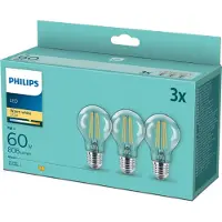 Philips - 3-pack LED E27 Normal Klar 60W - Ljuskällor & glödlampor - Från Homeroom