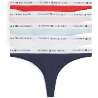 Tommy Hilfiger 5 Pack Essential Repeat Logo Waistband Thongs