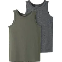 Name it Linnen - Nej - NkmTank - 2-pack - Te Leaf/Dark Grön - - 11-12 år (146-152) - Linne