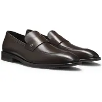 BOSS Leather loafers with Double B monogram trim