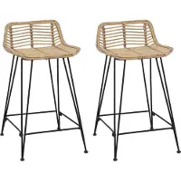vidaXL Barpall 2 pcs Naturlig 44 x 45 x 76 cm Rattan och Stål