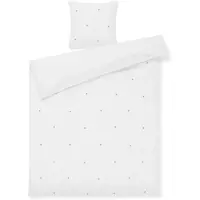 Juna sängkläder 140x200 cm - 100% ekologisk bomull - Daisy vit med broderade blommor