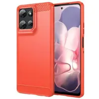 Mtp Products Motorola Moto G Power (2025) Borstat TPU Skal - Kolfiber - Röd