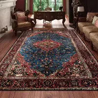 HGHT Retro Persisk Matta för Vardagsrum Boho Inredning för Rum Balkongmatta Stor Lyx Röd Sängdekoration Hemmattor Sängsida 160x230 120*160cm