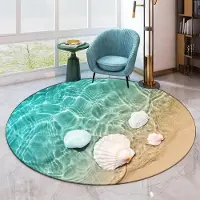 JGJG Mönster av havsstrand Rund matta Vardagsrum Soffa Halkfri Golvmatta Hemdekoration Sovrum Badrum Absorberande Golvmatta 40x40cm