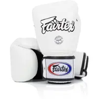 Super Merchant Fairtex äkta läder boxningshandskar BGV1 Andningsbara Vita 12oz
