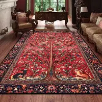 HGHT Retro Persisk Matta för Vardagsrum Boho Inredning för Rum Balkongmatta Stor Lyx Röd Sängdekoration Hemmattor Sängsida 160x230 100*160cm