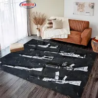 JGJG 3D Sturmgewehr Pistole Revolver Vapen Matta för Vardagsrum Sovrum Hall Lång Remsa Halkfri Matta Soffa Dörrmatta Heminredningsmatta 40x60cm (16x24in)