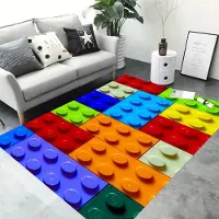 JGJG Färgglada geometriska byggklossar leksaksdörrmatta tvättbar halkfri vardagsrumssoffa fåtöljer områdesmatta kök välkomstmatta 80*120cm