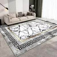 HGHT Modern Marmormatta Lätt Lyx Dekoration Vardagsrum Anpassad Fluffig Mjuk Matta Tvättbar Sovrum Hem Golvmatta Halkskydd 100*200cm