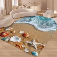HGHT Ocean Beach Pilgrimsmussla Sjöstjärna Köksmatta Heminredning Matta för Vardagsrum Sovrum Sängkant Fotmatta Halkfri Badrumsdörrmatta 50X80CM
