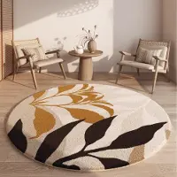 HGHT Modern Stil Vardagsrumsdekoration Rund Matta Förtjockade Plyschmattor för Sovrum Hem Fluffig Mjuk Golvmatta Tvättbar Sängmatta 80x80CM