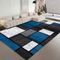Karpetti Nordiska lyxiga flanellmattor för vardagsrum Mjuka mattor för sovrum Sängmatta Stor yta Geometri Klädkammare Halkfri golvmatta 60*90cm