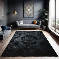 Karpetti Svart gotisk viktoriansk matta, Mörk cottagecore sovrumsgolvmatta, Art deco-matta för tonårsrum, Modern vardagsrumsinredning 180x200cm(70x78in)