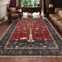 HGHT Retro Persisk Matta för Vardagsrum Boho Inredning för Rum Balkongmatta Stor Lyx Röd Sängdekoration Hemmattor Sängsida 160x230 160*230cm