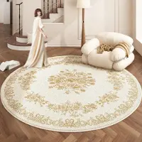HGHT Mattor i europeisk stil för sovrum hem fluffig mjuk golvmatta tjockare plysch vardagsrumsdekoration rund matta tvättbar lounge-matta 80x80CM