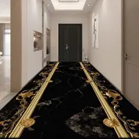 JGJG Svart Vit Lyxig Löpare Hallmatta Nordisk Dekoration Hem Vardagsrum Långa Mattor Hotellobby Trappor Halkfri Tvättbar Matta 2.6x9.8ft(80x300cm)