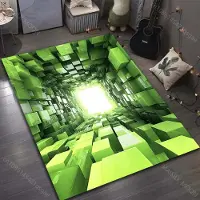 JGJG 3D Grön Kub Rymdtryck Matta för Vardagsrum Sovrum Sängbord Soffbord Golvmatta Heminredning Stor Storlek 40x60cm (16x24in)