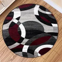Karpetti Modern Blockmönster Rund Matta Cirkulära Mattor för Vardagsrum Sovrumsinredning Halkfri Matta Soffa Stol Områdesmatta Hemdekoration 120x120cm