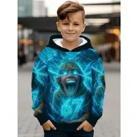 Huiteng1 Meme 67 Mönster Hoodie för Pojke Casual Rund Hals Kortärmad Hoodie Bekväm Trendig Street Långärmad Barnkläder 100 blue