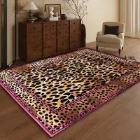 JGJG Europeisk Leopard Högkvalitativ Matta Vardagsrum Heminredning Avslappnad Soffa Stora Mattor Sovrum Sängkant Halkfri Golvmatta 80x160cm