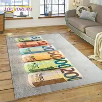 HGHT Rik Dollar Euro Pund Pengar 3D Tecknad Matta Matta för Hem Vardagsrum Sovrum Soffa Dörrmatta Dekor, Barn Lek Halkfri Golvmatta 40x60cm