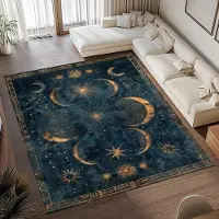 HGHT Natthimmel Matta Måne och Stjärnor Mönster Stjärnmönster Stjärnmatta Månmönster Månmåtta Måndekor Stjärnklar Natt Matta Hemdekoration 40X60CM